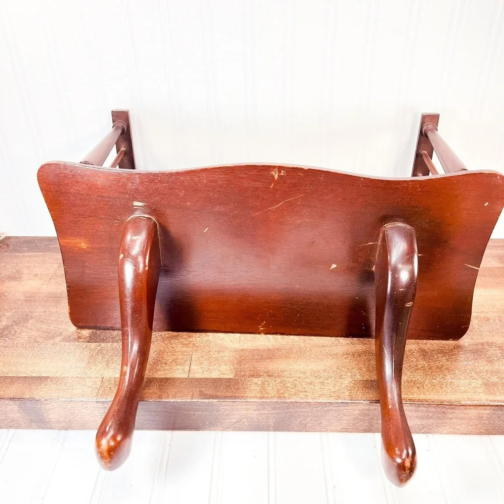 Rare‎ Vintage Fiddle Rail Shelf: Mahogany Wooden Book Rack